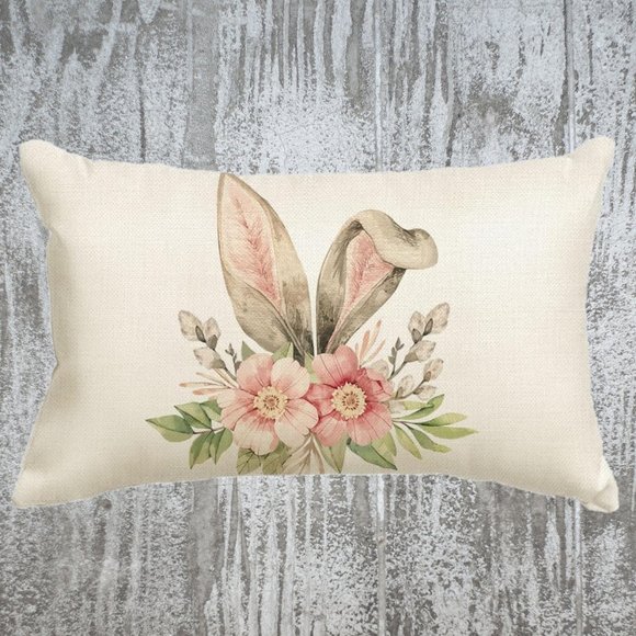 Easter Decorative Throw Pillow Cover Cottage Bunny Spring Decor Accent Case 20" - Picture 2 of 5